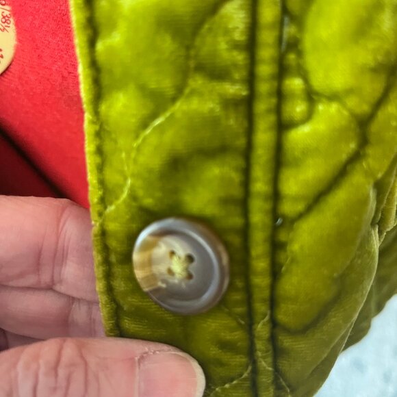 Crushed green velvet Shirt-Jacket ANTHROPOLOGIE Sz Large NWOT  Chartreuse - Picture 7 of 10